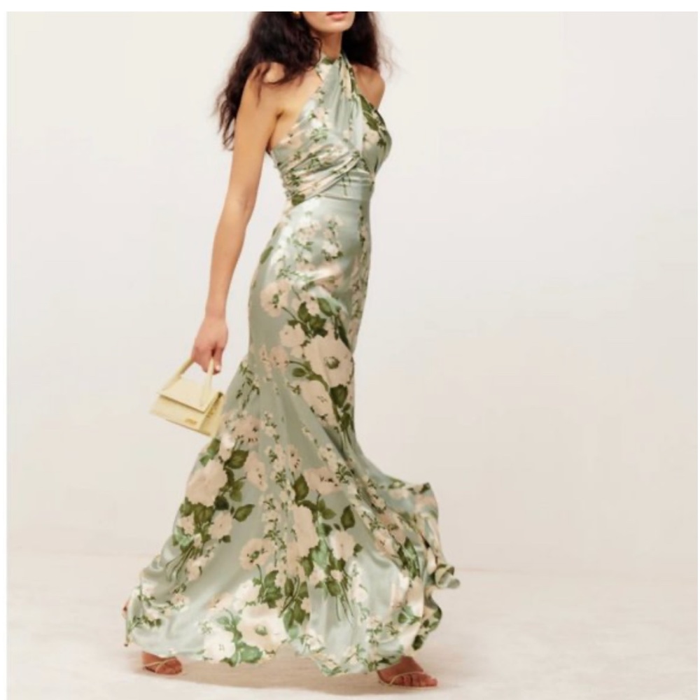 Reformation Veria Silk Dress - Tarragon